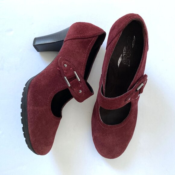 Aerosoles Momento Suede Mary Jane Pumps Burgundy - Picture 1 of 13